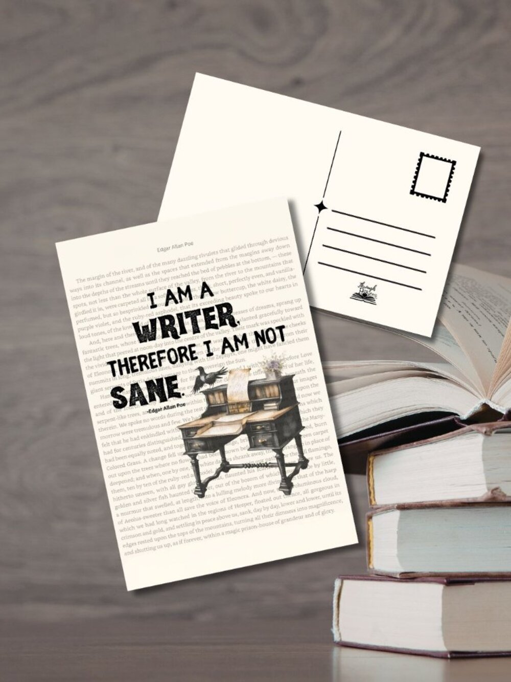 Edgar Allan Poe Bookish Book Page Postcard Mini Art Print
